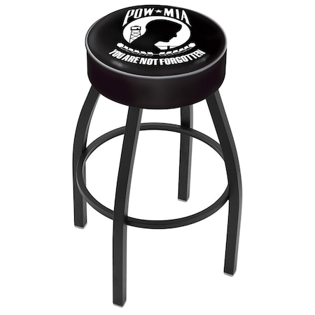 Holland Bar Stool Co 30" 4" POW/MIA Cushion Seat, Blk Wrinkle Base Swivel Bar Stool L8B130POWMIA