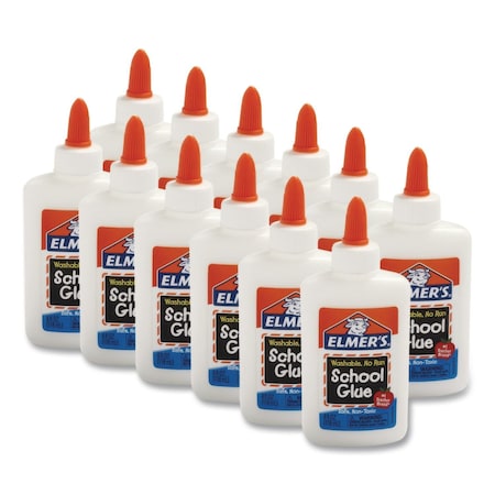 Elmers Washable School Glue, 4 oz, Dries Clear, 12PK E304SP