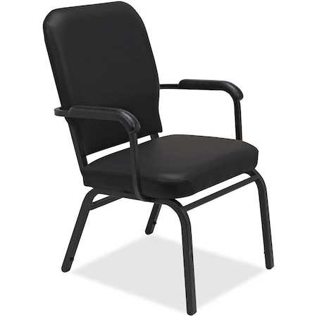 Lorell Fixed Arms Vinyl Oversized Stack Chairs - Black - 2/Pack 59600