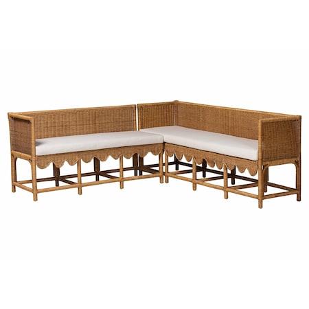 Bali & Pari Seranay Bohemian Scallop Light Honey Rattan 2-Piece Dining Nook Set 255-14135-14136-ZORO