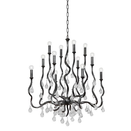 Corbett Lighting Aveline 12 Light Chandelier 33.25 In. Blackened Silver Leaf 414-34-BSL