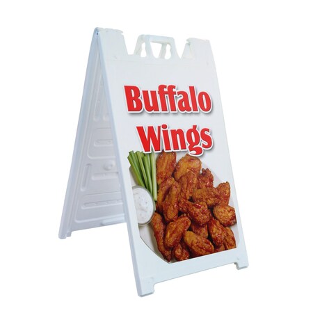 Signmission Buffalo Wings, A-Frame & 2 Decals Installed, Heavy-Duty Plastic Frame SBHD-D-2436-Buffalo Wings
