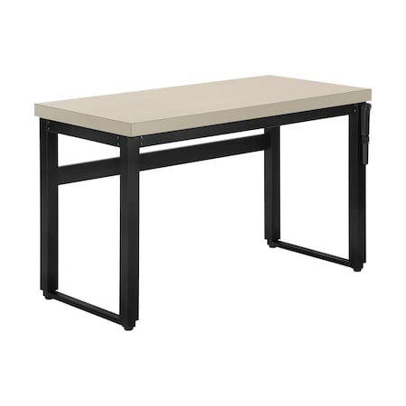 Homeroots Adjustable Taupe and Black Wood and Metal Sled Computer Desk 490016
