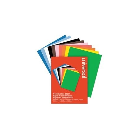 Universal Construction Paper, 76lb, 9 x 12, Assorted, 200PK UNV20900