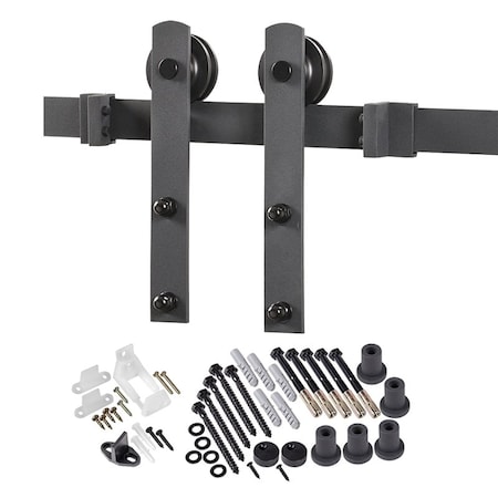 Renin Straight Strap Barn Door Hardware Kit, 96 in L Track, Steel, Matte, Wall, For: Barn Door BD100K-09600-MB