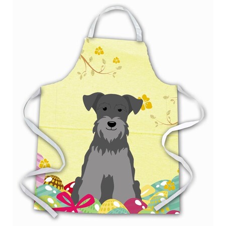 Carolines Treasures Easter Eggs Miniature Schanuzer Black & Silver Apron BB6052APRON