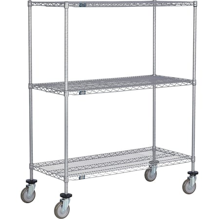 Global Industrial Nexel 3 Shelf Truck, Nexelate, 24"W x 21"D x 69"H, Polyurethane Swivel Casters B3156429