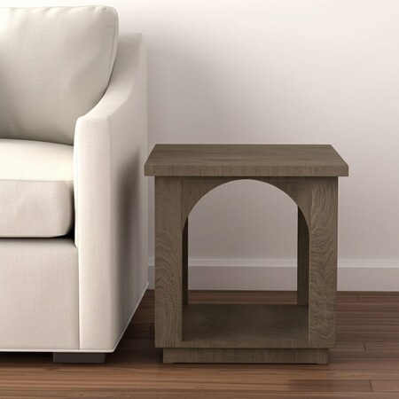 Homeroots 24" Brown Distressed Solid Wood Square Floor Shelf End Table 605353