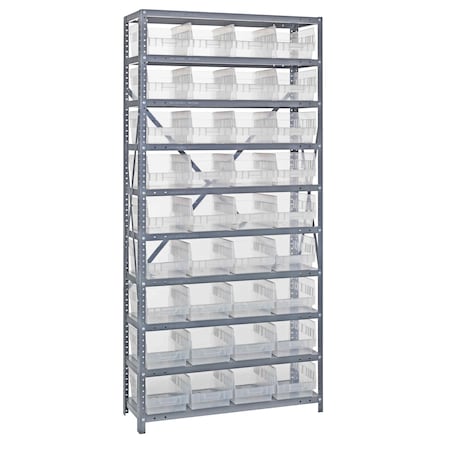 Quantum Storage Systems 10 SHELF OPEN UNIT W/36 BINS CLEAR 1275-207CL