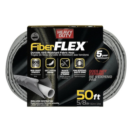 Swan 5/8 in ID x 50 ft L Garden Hose, Hybrid-Polymer Tube, Gray CSNFF58050CC