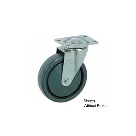 Casters Wheels & Industrial Handling Faultless Swivel Plate Caster 5in Polyurethane Wheel with Brake 499-5RB