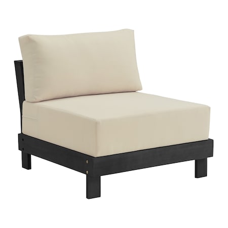 Alaterre Furniture Alaterre Barton Armless Outdoor Patio Chair with Cream Cushions Black Furniture Design 80-OUTD-WD-AMLCH-B