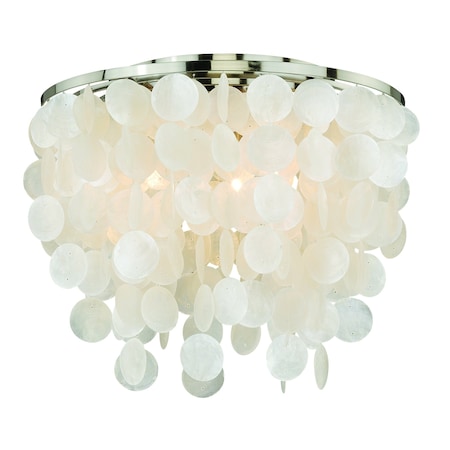 Vaxcel Elsa 16-in W Satin Nickel Capiz Shell Coastal Flush Mount Ceiling Light Fixture C0079