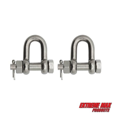 Extreme Max Extreme Max 3006.8354.2 BoatTector Stainless Steel Bolt-Type Chain Shackle - 5/8", 2-Pack 3006.8354.2