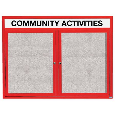 Aarco Outdoor Enclosed Bulletin Board w/ Al Frame Header, Powder Coated Red, 48''Hx60''W ODCC4860RHR