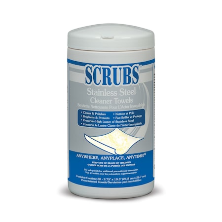 Ettore Scrubs Stainless Steel Cleaner Wipe 30 Count Citrus Scent 91930