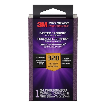 3M Sanding Sponge, Aluminum Oxide, 320 Grit 7100335124