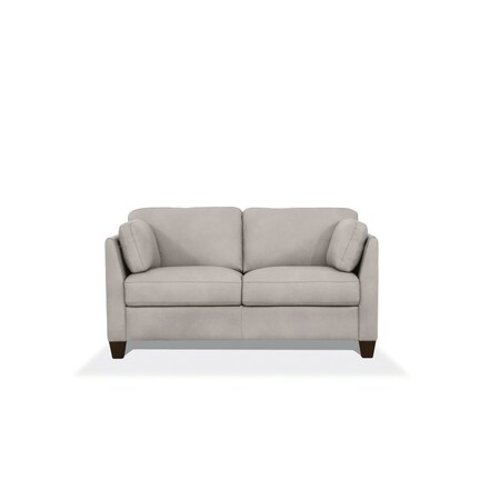 Homeroots 59in Off White And Brown Leather Loveseat 515680