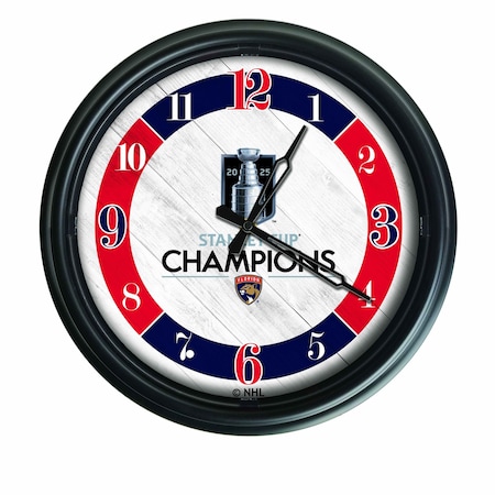 Holland Bar Stool Co Florida Panthers, 2025 Stanley Cup Indoor/Outdoor LED Wall Clock ODClk14BK