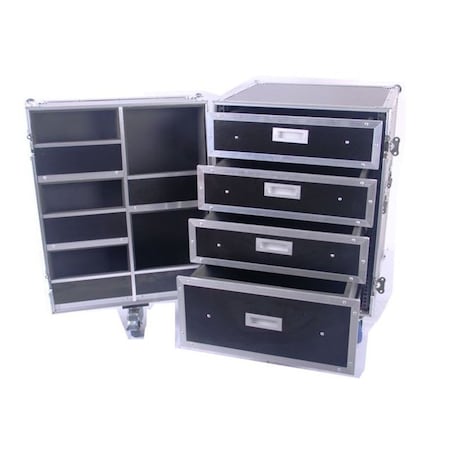 Deejay Led Fly Drive Case Utility & Storage Case with Drawers & Compartments & Caster Board TBHWORKBOX555
