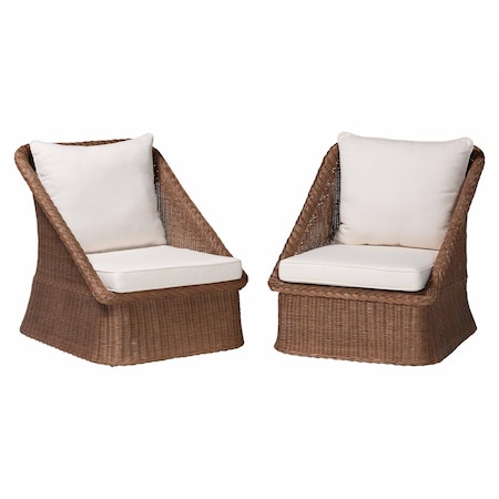 Bali & Pari Derris Bohemian Peanut Brown Braided Rattan 2-Piece Arm Chair Set 256-14077-14077-ZORO