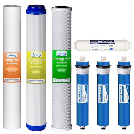 Ispring Replacement Filter Pack for RCB3P 300 GPD 5 Stage Reverse Osmosis Systems, 7 Pieces F7RBY2
