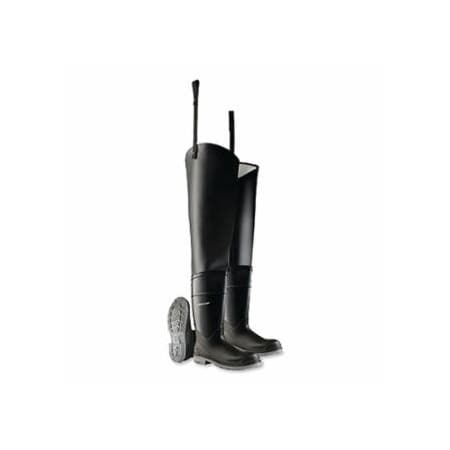Dunlop Protective Footwear Hip Waders, Steel Toe, Men's 9, 32 in Inseam, Polyblend/PVC, Black 868-8605600.09