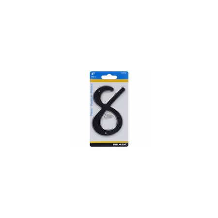 Hillman House Address Number 8, Nail-On, Black Plastic, 4 In. 839766