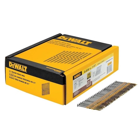 Dewalt Framing Nail, 2-3/8 in L, Steel, Bright, Full Round Head, Ring Shank DWRHS8DR113