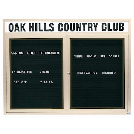 Aarco Illuminated Enclosed Letter Board Directory w/ Powder Coated Ivory Al Frame and Header, 48''Hx60''W ADC4860HIIV