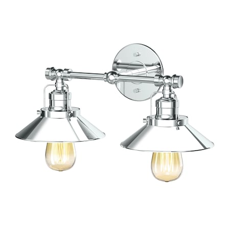 Gatco Modern Farmhouse Metal Double Sconce, Chrome 1720