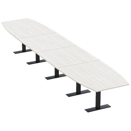 Skutchi Designs 20 Person Conference Table With Power Unit | 20' Boat Table | Harmony Series HAR-BOT-48X240-T.BK-WA7976-NA