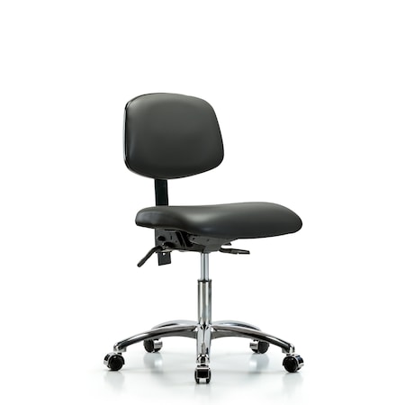 Blue Ridge Ergonomics Vinyl Chair Chrome, Desk, Casters, Carbon BR-VDHCH-CR-T0-A0-CC-8823