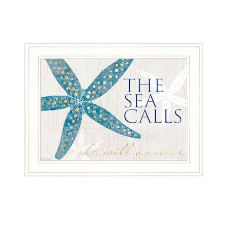 Homeroots The Sea Calls 2 White Framed Print Wall Art 407727