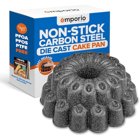 Emporio Kitchen Baking Pan Two-Layered Nonstick Gray Marble Coating Al. Fluted Cake Pans Oven Safe Up To 450 DegF EMPKBTP118