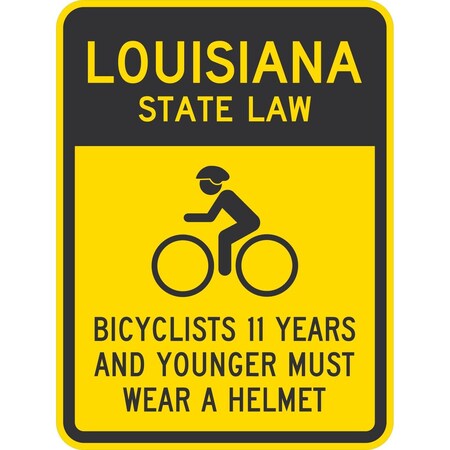 Lyle Bicyclists 11 Years And Younger Must Wear A Helmet (Cyc, 18x24, High Intensity Prismatic, Yellow G-10782-HI_18x24