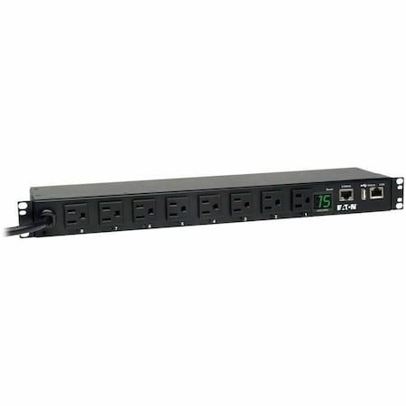Eaton 1.4kW Single-Phase Switched PDU, LX Interface, 120V Outlets 8 5-15R, NEMA 5-15P, 12 ft. 3.66 m PDUMH15NET2LX