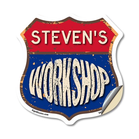 Signmission Steven's Workshop, 12 Inch X 12 Inch, Vinyl Decal SHI-D-12-489-STEVEN