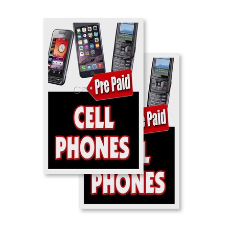 Signmission Prepaid Cell Phones, Vinyl Decals Only 24 Inch x 36 Inch, Vinyl Decal, 2PK DSB-2436-2PACK-Prepaid Cell Phones
