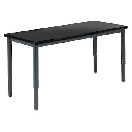 Diversified Spaces Rectangle Adjustable Table, 72" W, 38" L, 23.5" to 37.5" H, HPL Top, Black X824LBB
