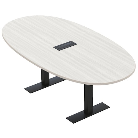 Skutchi Designs 6ft Conference Table With Power Unit | 6 Person Modular Boval Meeting Table | Harmony Series HAR-BOVL-48X72-T.BK-WA7976-EBLK