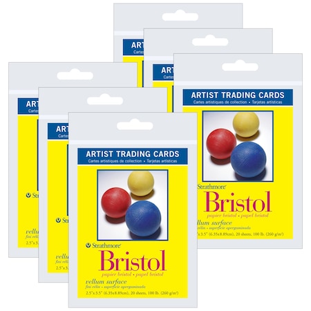 Strathmore 300 Series Artist Trading Cards Bristol Pack, Vellum Finish, 2.5x3.5 inch, 20-Sheet Set, 6PK P105-902