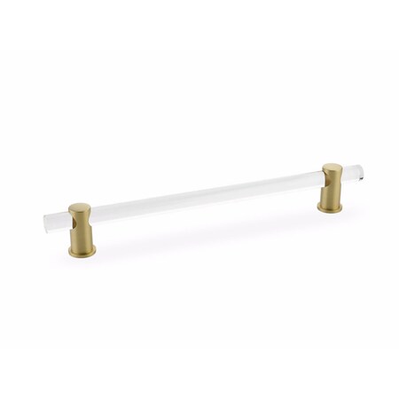 Schaub 8in Center to Center Lumiere Acrylic Cabinet Pull Satin Brass Finish 408-SB