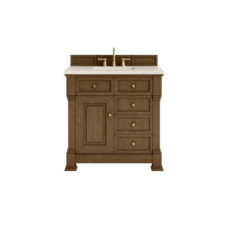 James Martin Vanities Brookfield 36 in. Single Vanity, Honey Oak w/ 3 CM Eternal Marfil Silestone Top 547-V36-HNO-3EMR