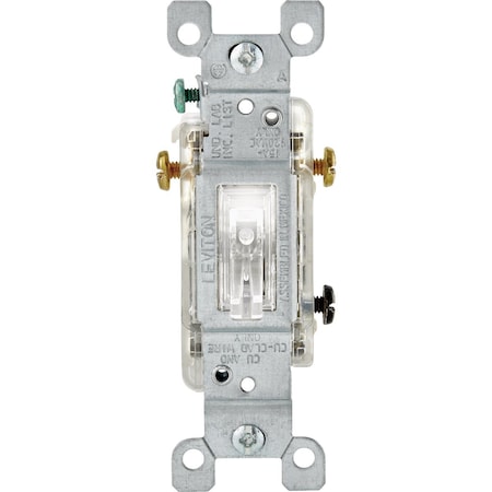 Leviton Illuminated Toggle Clear 15A 3-Way Switch R00-L1463-00C