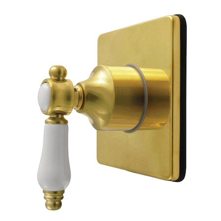 Kingston Brass Single-Handle Six-Way Diverter Valve with Square Trim Kit, Brushed Brass KS4047BPL