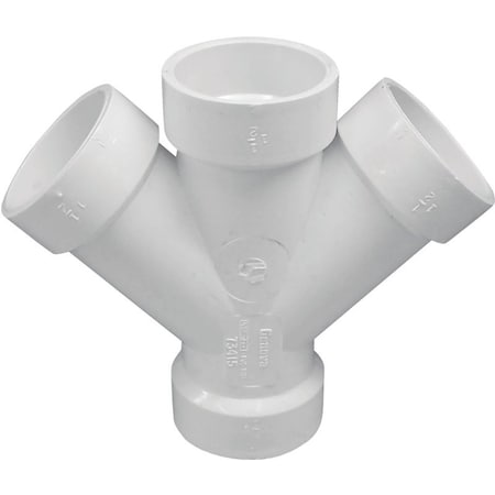 Genova IPEX Double Pipe Wye, 2 in, Hub, PVC, White, SCH 40 Schedule 192352