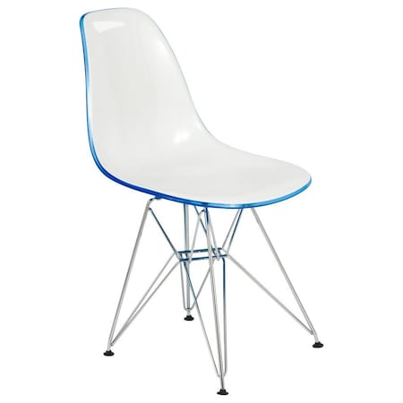 Leisuremod Cresco Molded 2-Tone Eiffel Dining Side Chair, White Blue CR19WBU