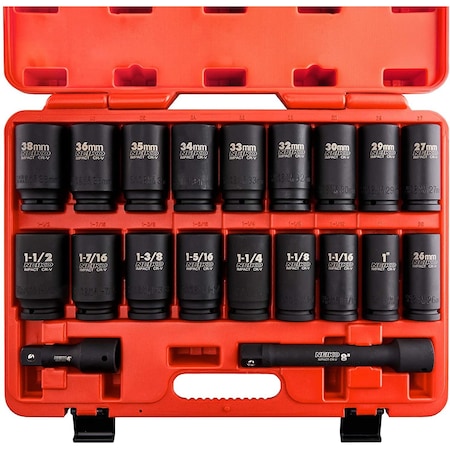 Neiko 0.75 in Dr. Impact Socket Set, SAE and Metric 02347A