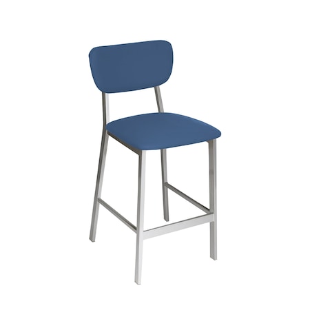 Bfm Seating Hamilton Side Barstool, Grade 3 Vinyl Seat & Back - Steel Frame - Platinum Finish JS10B2002-2002PL